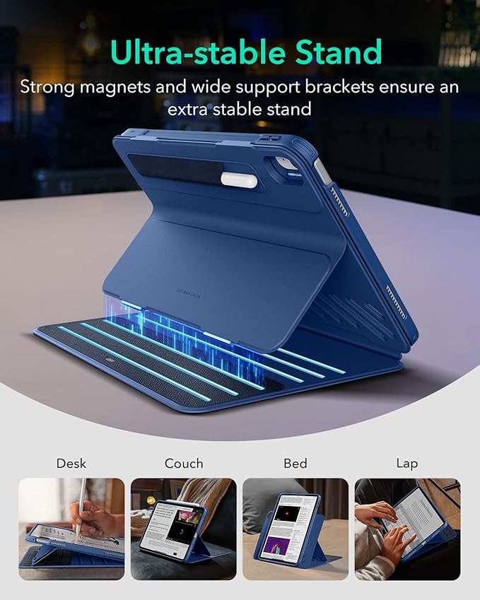 ESR for iPad A16 Case iPad 11th/10th Generation Case (2025/2022) Removable Magnetic Cover Adjustable Portrait/Landscape Stand with Raised Screen View 9 Standing Angles Blue