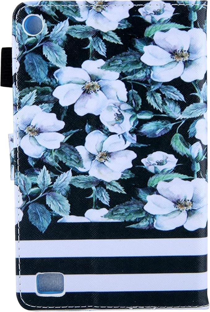 All-New 7 Amazon Kindle Fire 7 Tablet Case (9th/7th/5th Generation 2019/2017/2015)Smart Stand PU Leather Magnetic Cover with Card Pocket Stylus Pencil Holder [Auto Sleep/Wake] Pear Flower