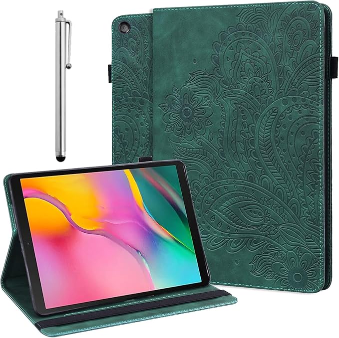 ALILANG Case for Kindle Fire HD 10 (9th Gen 2019/7th Gen 2017/5th Generation 2015) 10.1 Multiple Viewing Angles PU Leather Flip Stand Cover for Amazon Fire HD 10 Case -Green