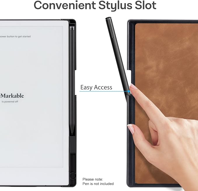 CoBak Stand Case for Remarkable 2 Paper Tablet with Two Viewing Angles- Lightweight and Hard Back Shell Protective Book Folio Cover with Built-in Pen Holder - for 10.3 2020 Released (Brown)