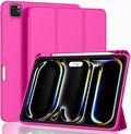 ZryXal New iPad Pro 13 Inch Case (M5) 2025 / (M4) 2024 with Pencil Holder Smart iPad Case [Support Pencil Pro and Pencil (USB-C)] Support Touch ID and Auto Wake/Sleep (Rose Red)