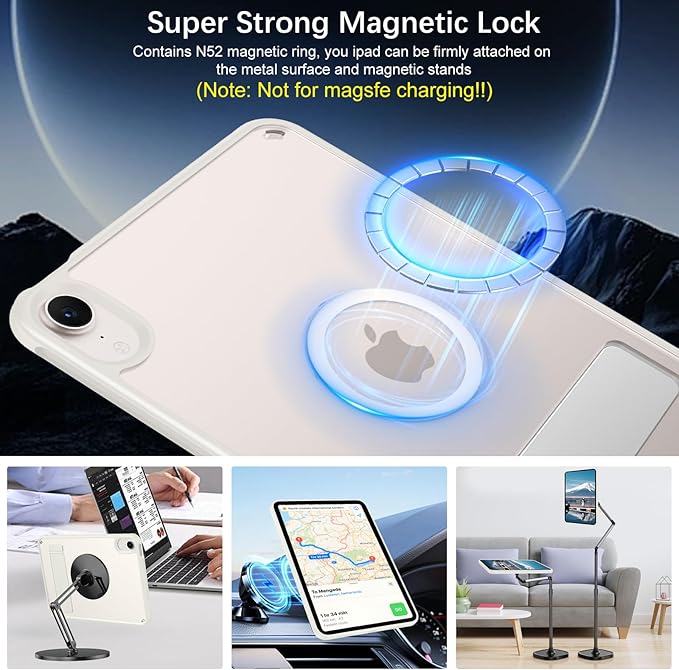 Telaso for iPad mini 7 A17 Pro 2024/iPad Mini 6 2021 Case iPad mini 7th/6th Gen Magnetic Case with Invisible Portrait/Landscape Stand Translucent Matte Back Soft TPU Bumper Protective Cover Stone