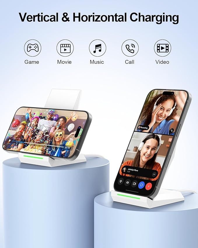 Fast Wireless Charging Stand Equipped with PD 30W Adapter High Speed Universal Charger with Extra USB-A Port Compatible with iPhone 17/16/15/14/13/12/11 for Samsung Galaxy S26/S25/S24/S23/S22