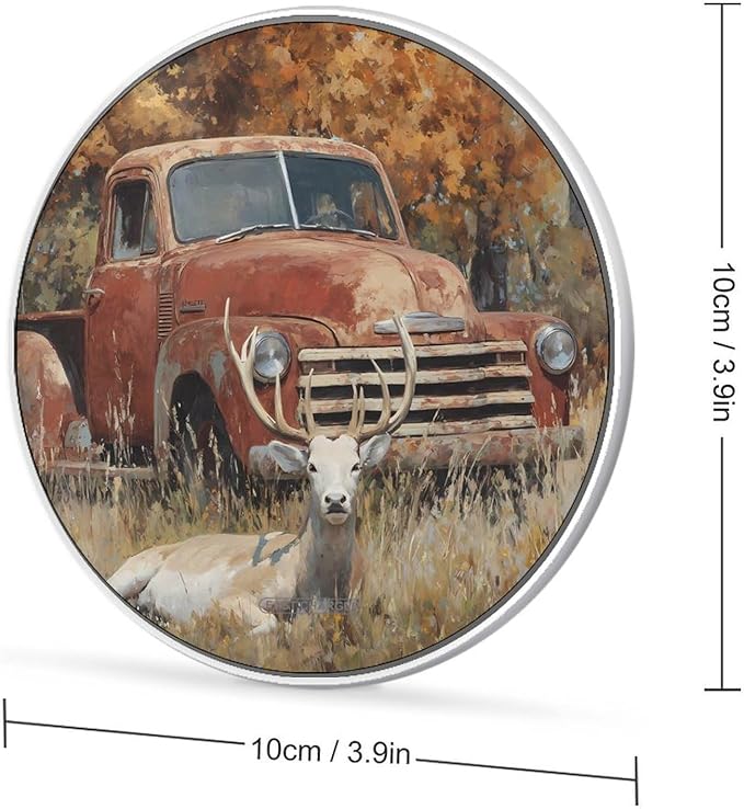 Old Truck Deers Autumn Forests Fast Portable Charger 10W Funny Graphic Phone Charging Pad with USB Cable
