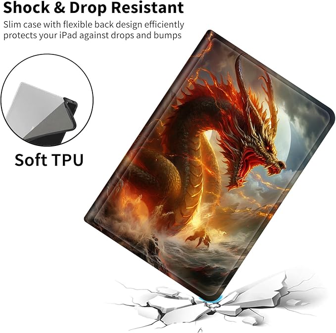 Case for All-New Amazon Fire HD 10 Tablet (13th Generation 2023 Release)Slim PU Leather Smart Cases Covers with Auto Wake/Sleep for Amazon Kindle Fire 10.1 inch TabletRoaring Dragon King