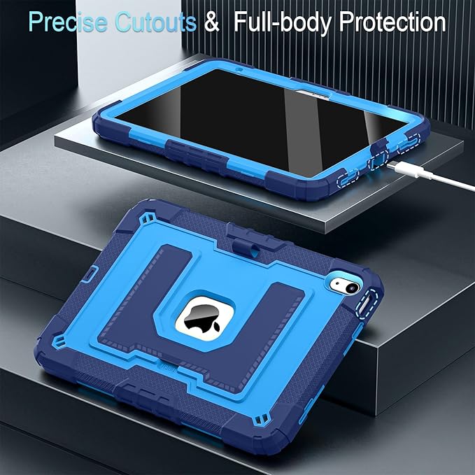 for 2025 iPad (A16) 11th /10th Generation 2022 10th Gen iPad Case with Pencil Holder Shoulder StrapMilitary Grade Shockproof for i Pad Covers 11.0/10.9 InchNavy Blue