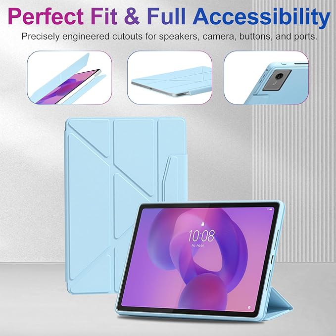 Case for Lenovo Idea Tab Plus 12.1 Inch – Multi-Angle Stand PU Leather Soft Cover with Hidden Pencil HolderSlim Lightweight Back Protective Folio Case ShockproofAnti-Scratch[Blue]