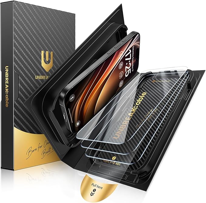 UNBREAKcable for iPhone 15 Pro Max Screen Protector [Quick-Installation Box] 3-Pack 9H+ Hardness Shatterproof Tempered Glass [99.99% HD Clear] [Case Friendly] [Bubble Free] for iPhone 15 Pro Max 6.7