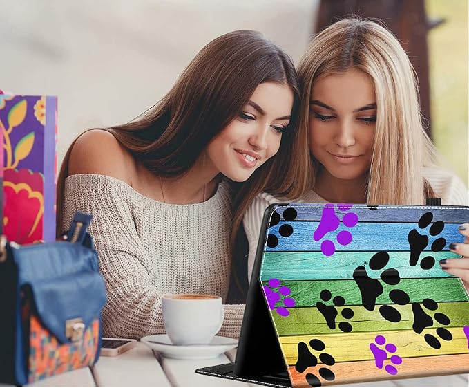 Case for Amazon Fire Max 11 Tablet (13th Generation 2023 Release) Multi-Angle Smart Stand Cover Auto Sleep/Wake for Fire 11 Max TabletRustic Rainbow Woodgrain Dog Paw