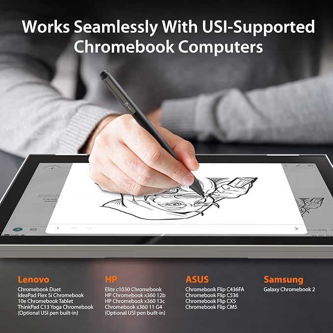 j5create USI 1.0 Stylus Pen for USI Capable Chromebooks - Works with Chromebook Certified Supports 4096 Levels Pressure Durable and Elegant Aluminum Enclosure (JITP100)