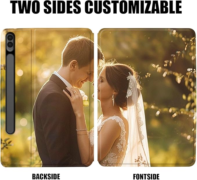 Custom Photo Personalized Flip Case for Samsung Galaxy Tab S9 FE Plus 12.4 inch(2023)Model Code: SM-X610/X616B Samsung Galaxy Tablet Customized Picture Text Leather Stand Cover Protective Case