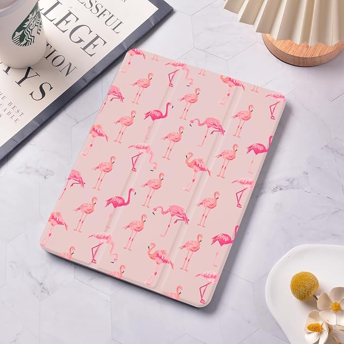 Summer Flamingo Case for iPad (A16) 11th Generation 2025 11 Inch/iPad 10th Generation 2022 10.9 Inch with Pencil Holder Trifold Stand Pink Leather Girly Cover Clear Back Shell Auto Wake/Sleep