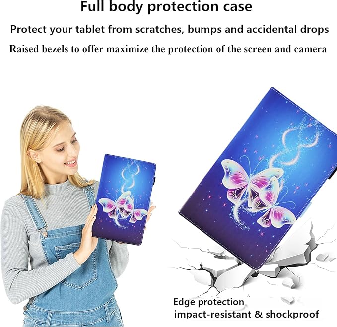 Case for Amazon Kindle Fire Max 11 Tablet (13th Generation 2023 Release) 11 with Pencil Holder/Hand Wrist Strap Folio Stand Magnetic Smart PU Leather Cover [Auto Sleep Wake]Blue Butterfly
