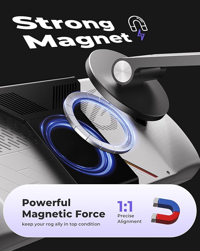 Antank Foldable Magnetic Stand for ROG Ally Aluminum Alloy Adjustable Angle Height iPhone Stand for Desk Portable Desktop Holder‌ Compatible with Rog Ally iPhone 17/16/15/14/13/12 Magnetic Case