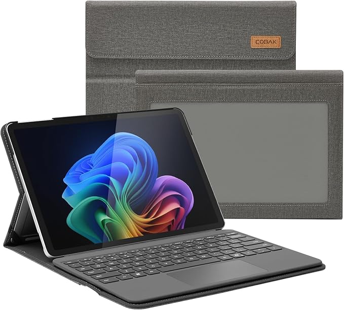 CoBak Case for Microsoft Surface Pro 12 (2025) Premium Business Cover with Multi-Angle Stand Embedded Stylus Holder Keyboard Support &amp Built-in Organizer – Tailored for ProfessionalsFabric Gr