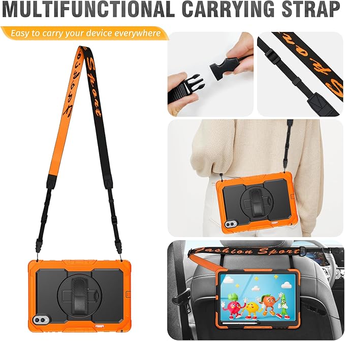 HXCASEAC Case for Samsung Galaxy Tab S11 Ultra 14.6 Inch 2025 Heavy Duty Shockproof with Screen Protector/Hand Strap/S Pen Holder for Samsung Galaxy S11 Ultra Tablet Case SM-X930 SM-X936B Orange