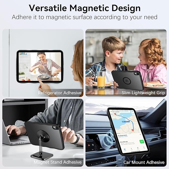 BENTOBEN Case for iPad mini 7 2024 A17 Pro/iPad mini 6 2021 Cute Wavy Magnetic iPad mini 7th/6th Gen Case Translucent Matte Shockproof Protective Tablet Cover for iPad mini 7/mini 6 8.3'' Black