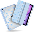 MecBevia Case for iPad Air 11-inch M4 2026 / M3 2025 / M2 2024 Slim Protective Cover with Built-in Pencil Holder Auto Wake/Sleep Blue Ribbon Coquette