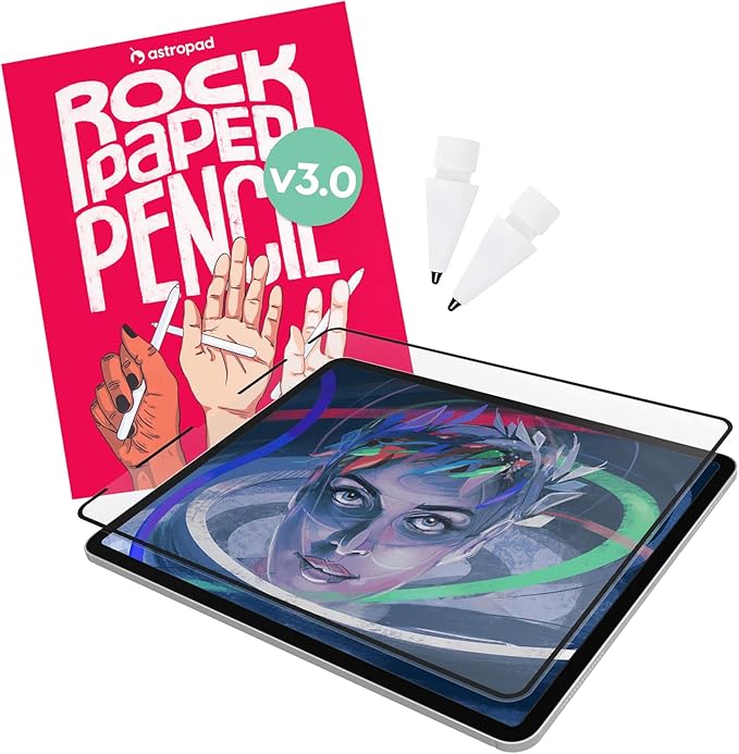 Astropad Rock Paper Pencil v3.0 – Paper Screen Protector for iPad Mini 6th Gen and iPad Mini Gen 7 + Apple Pencil Tips 2 Pack – Compatible with Apple Pencil 1st/2nd Gens and Pencil Pro