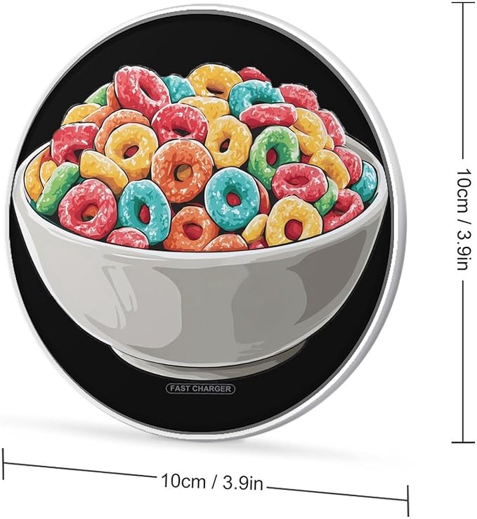 Bowl Filled Cereals Loops Phone Charger Magnetic Charging Pad Anti-Slip with USB Cable