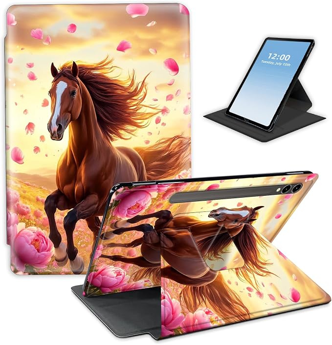 Horse in Pink Peony Field