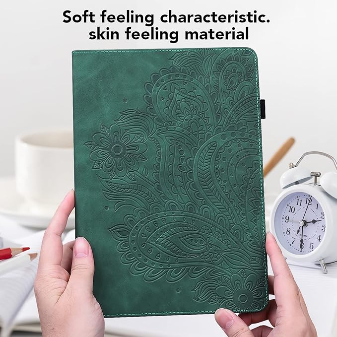 for Google Pixel Tablet Case 2023 PU Leather Folio Stand Embossed Peacock Flower Slim Stand Cover 11 inch Shockproof Protective Case for Pixel Tablet 10.95 - Green