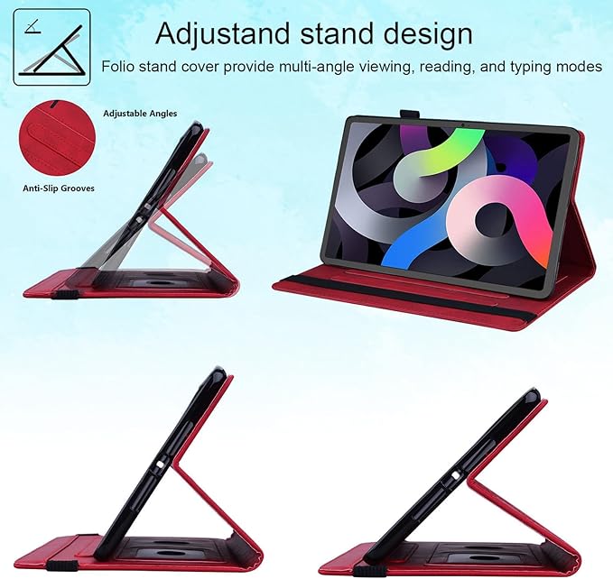 Case for Samsung Galaxy Tab S10 FE+/S10 FE Plus 13.1 Inch 2025 Model (SM-X620/SM-X626B) with Pencil Holder/Pocket/Card Slots Folio Stand PU Leather TPU Back Shockproof Wallet Cover Red