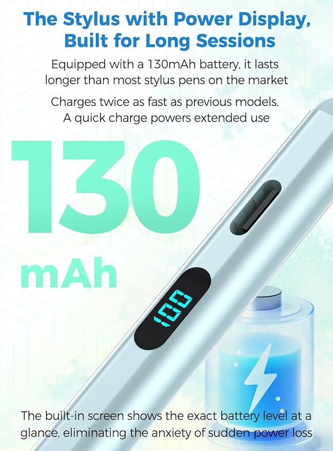 Pencil for iPad with Magnetic&amp5 Extra TipsUSB-C Faster ChargeStylus Pen Compatible with iPad 6-11th/A16Air M3/M2/3-5thPro M4/11/12.9/13inchMini 5th-7th/A17Pro(Starlight)
