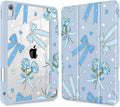 Tuiklol Case for iPad 11 inch (A16 Chip) 2025 Gen 11th / iPad 10.9 inch 2022 10th Gen Buit in Pencil Holder with Shockproof Cover Clear Transparent Back Shell Auto Wake/SleepBow &amp Rose Blue