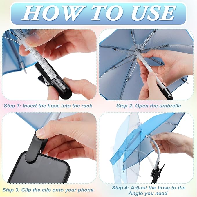 Flutesan 6 Sets Phone Umbrella for Sun Phone Umbrella Cell UV Protection Anti Glare Sun Shade Adjustable Sunshade with Hand Style Suction Cup Outdoor Shield Sunshade for Summer beach