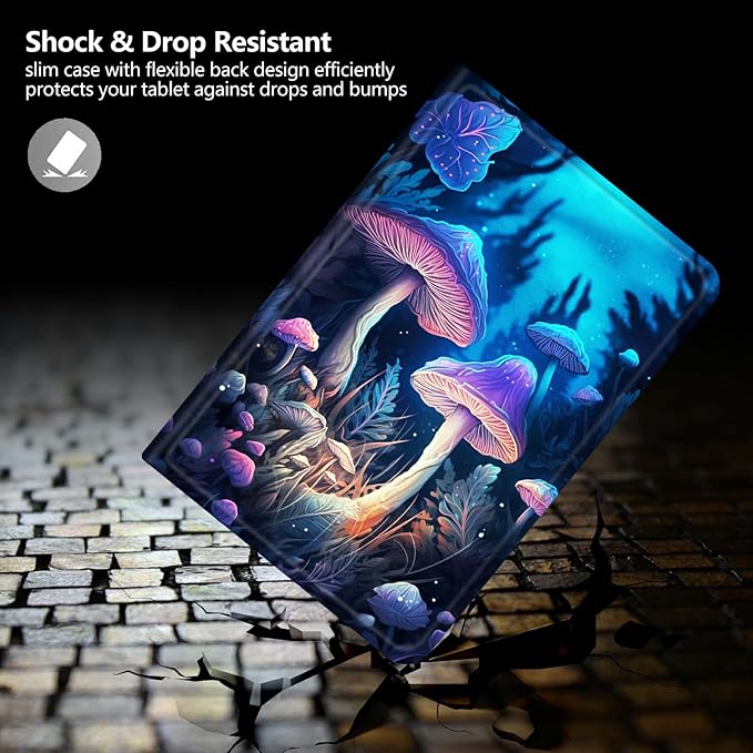 DIGTIALLL Case for iPad 10.2 iPad 9th Generation 2021/ iPad 8th Generation 2020/ iPad 7th Generation 2019 PU Leather Smart Protective Cover with Auto Sleep/WakeColorful Mushrooms