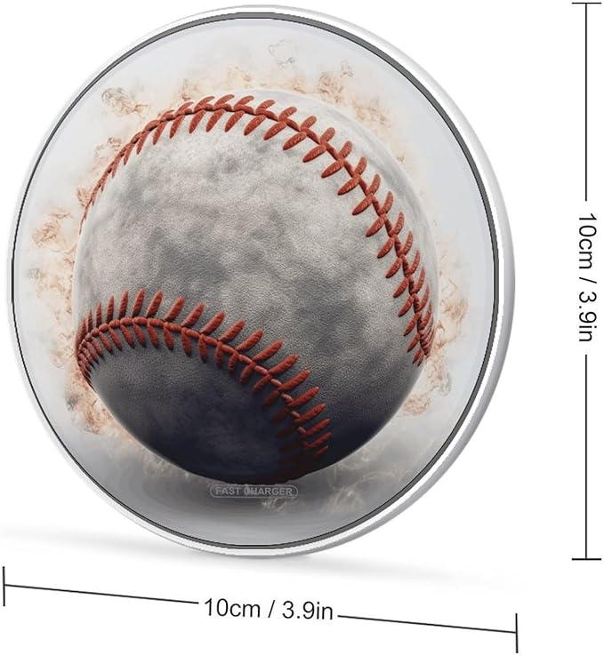 Baseball Wireless Charger Fast Wireless Charging Pad with USB Cable 10W Anti-Slip Magnetic Wireless Charger Portable Slim Charger Puck Travel Charging Station