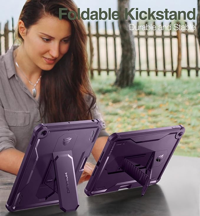 Dexnor for iPad 9.7 Inch 6th /5th Generation(2018/2017) [Built in Screen Protector &amp Kickstand] with Pen Holder Heavy Duty Shockproof Full Body Protective Cover for iPad 6th Generation Case-Purpl