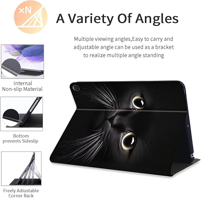 Tablet Case for All-New Amazon Kindle Fire HD 10 Tablet (13th Generation 2023 Release) - Auto Wake/Sleep Shockproof Full Body Rugged Cover Soft TPU Smart Stand Case Big Cat Eyes