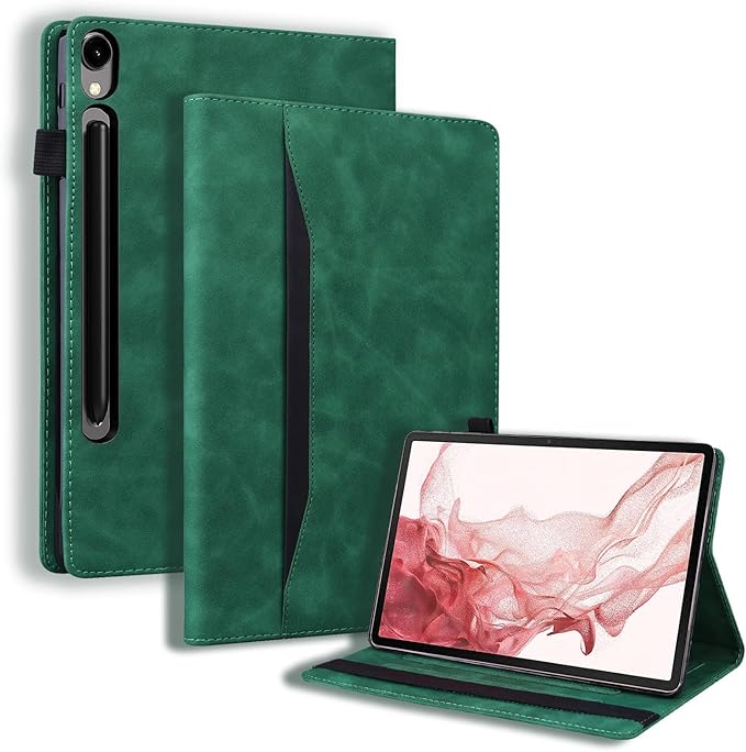 Case for Samsung Galaxy Tab S11 Ultra 14.6 inch 2025 Folio Stand Cover PU Leather Flip Shell with Card SlotShockproof Protective Case for Galaxy Tab S11 Ultra (SM-X930/X936B) Tablet Green