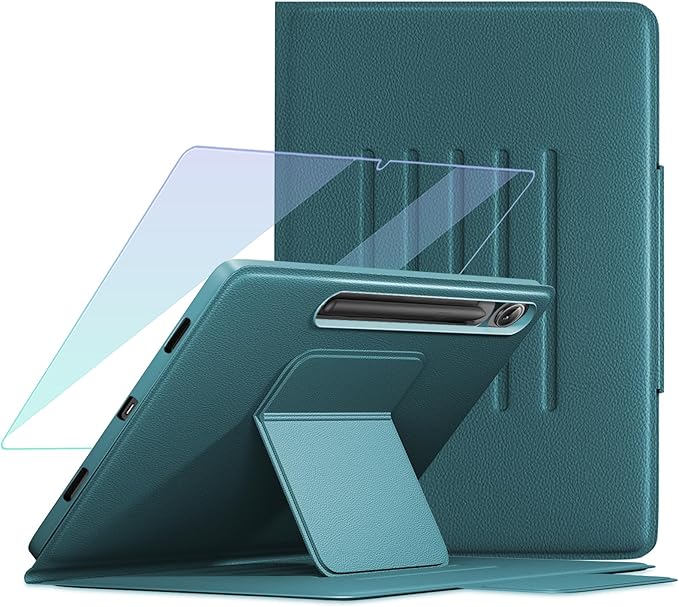 Case for Samsung Galaxy Tab S10 Lite/ S10 FE 2025/ S9 FE 10.9 inch/ S9 11 inch with Screen Protector Adjustable Angles Stand Back Cover Shockproof Premium PU Leather Case (Green)
