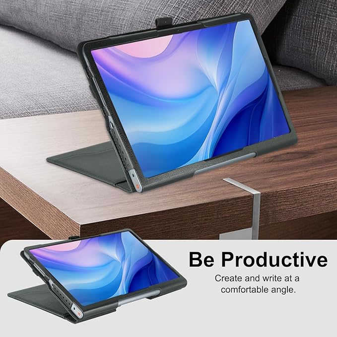 Case Compatible with Lenovo Tab Plus 11.5 inch 2024 Tablet PU Leather Business Cover for Tab Plus (TB351FU) Folding Stand CoverBlack