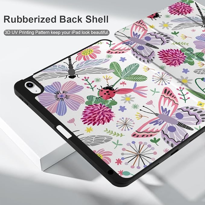 DONGKE for iPad Air 11 Inch Case M4 2026 / M3 2025 / M2 2024 &amp iPad Air 5th 2022 / 4th Gen 2020 10.9 Inch Ultra Thin Soft TPU Back Cover with Pencil Holder Support Auto Wake/Sleep Dragonfly