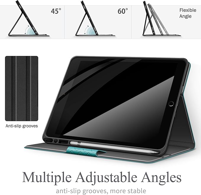 auaua Case for iPad Air 3rd Generation 2019 / iPad Pro 10.5 2017 with Built-in Pencil Holder Auto Sleep/Wake Adjustable Angle Vegan Leather (Green)