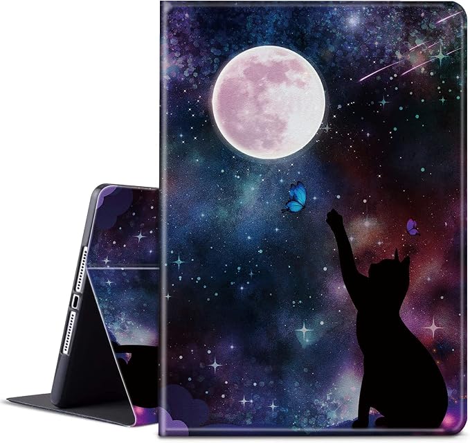 Cat and Butterflies under the Moon
