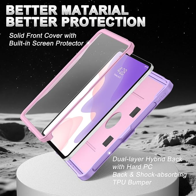 Soke Case for iPad (A16) 11th Generation 11-Inch 2025 /10th Generation 10.9-Inch 2022 with Screen Protector and Multi-Angle Kickstand Rugged Full Body Heavy Duty Protective Cover - Violet Pink
