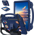 Compatible with Samsung Galaxy Tab S10 FE+ 13.1 inch 2025 Tablet Case Kids Friendly Universal Lightweight Shockproof Protective Case with Shoulder Strap &amp Stand Handle Navy Blue