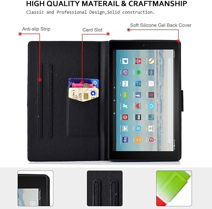 Case for Amazon Fire HD 10 Tablet (2015/2017/2019) Techcircle Slim Folding Stand Magnetic Smart Cover Soft TPU Back Protective Case for All-New Fire HD 10 5th/7th/9th Gen Auto Sleep Rainbow Stripes