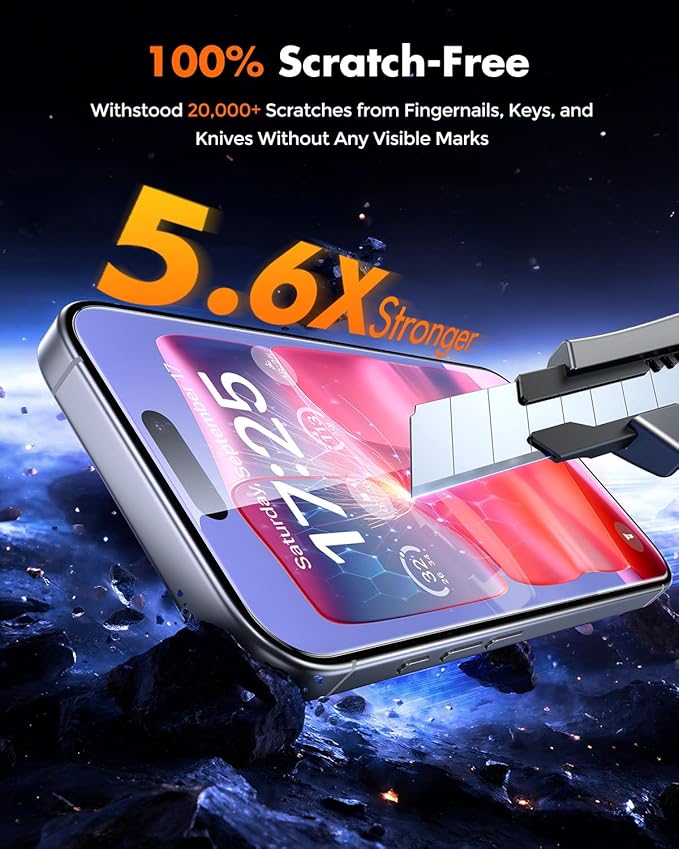 UNBREAKcable iPhone 16 Pro Screen Protector [3-Pack] Tempered Glass with Auto-Align Tech for Easy Install 9H+ Hardness Anti-Fingerprint Ultra-Clear Full-Coverage Protection 6.3-Inch