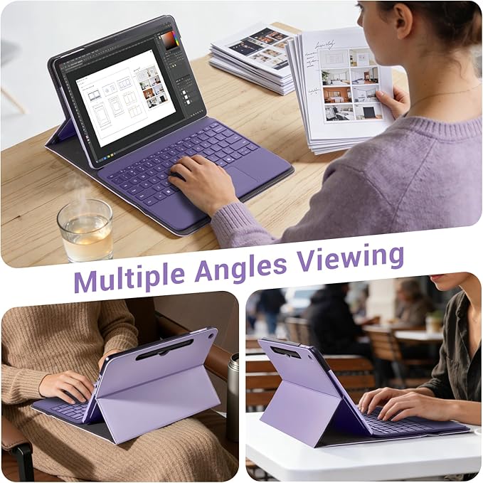 CoBak Case for Microsoft Surface Pro 12 (2025) Premium Business Cover with Multi-Angle Stand Embedded Stylus Holder Keyboard Support &amp Built-in Organizer – Tailored for ProfessionalsViolet
