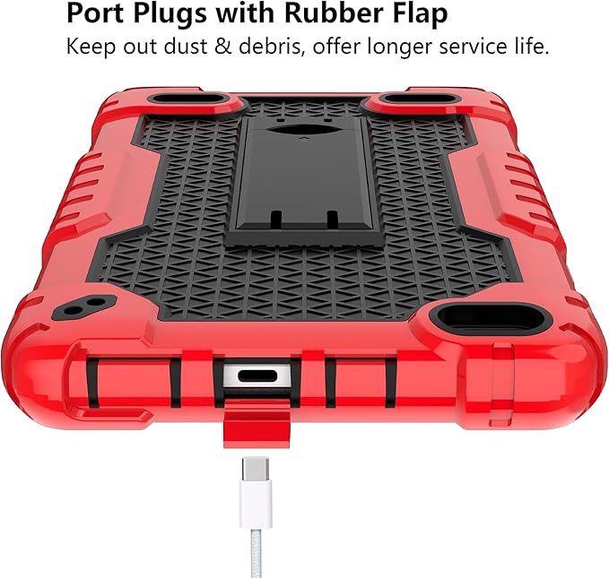 Case for BLU M8L 2022BLU M8L Plus 8 inch Tablet - [Built-in Kickstand] Anti Slip Kids Friendly Shockproof Silicone Protective Cover with Screen Protector (Red/Black/1 PC)