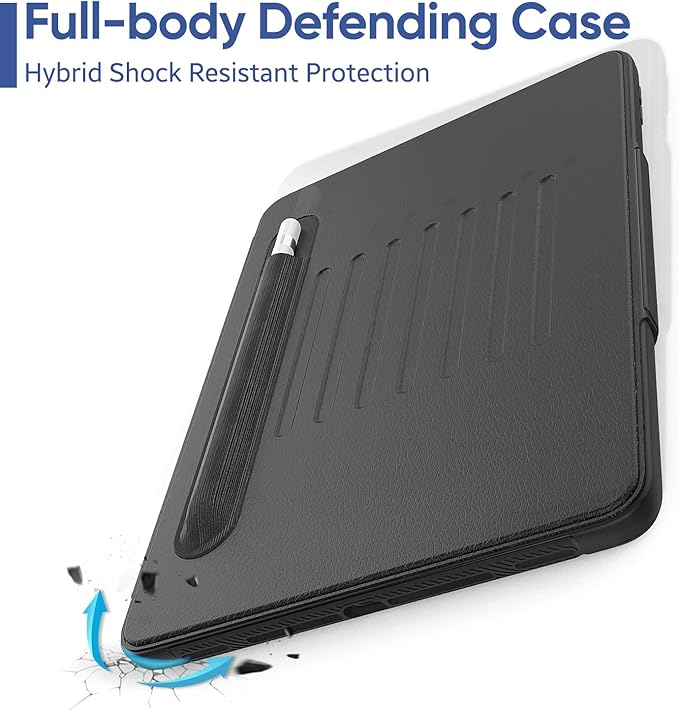 SEYMAC stock Case for iPad 6th/5th Generation/Air 2/Pro 9.7'' Strong Magnetic Auto Sleep Shockproof Case with Absorbing Multi-Angles Stand Pen Holder Card Slot (Black)