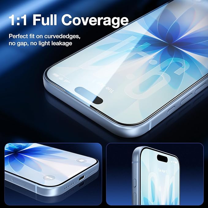 2 Pack HD Screen Protector for iPhone 17/16 Pro [6.3 Inch] High Definition Clarity 9H+ Tempered Glass Shatterproof Anti-Scratch Protective Film with Auto-Alignment Installation Frame