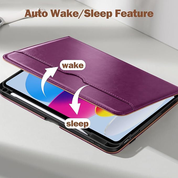 Akkerds Compatible for iPad (A16) 11th Generation Case 11 Inch 2025 for iPad 10th Generation Case 10.9 Inch 2022 with Pencil Holder Protective Leather Business Stand Cover Multiple Angles Purple