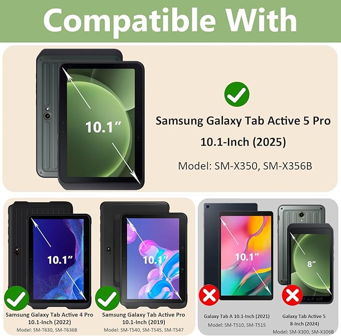 ZenRich Rugged Case for Galaxy Tab Active 5 Pro/Active 4 Pro 10.1-inchFull-Body Shockproof Protective Case w/ 360 Rotating Kickstand Hand Strap Shoulder Belt